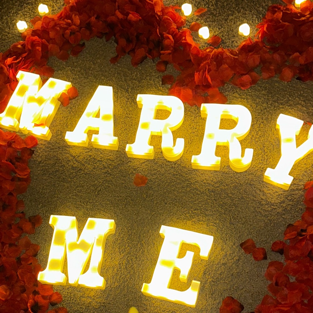Yellow LED Marry Me Sign